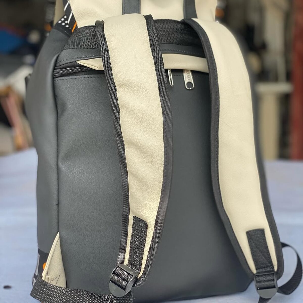 African print leather backpack