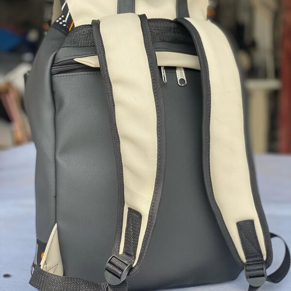 African print leather backpack