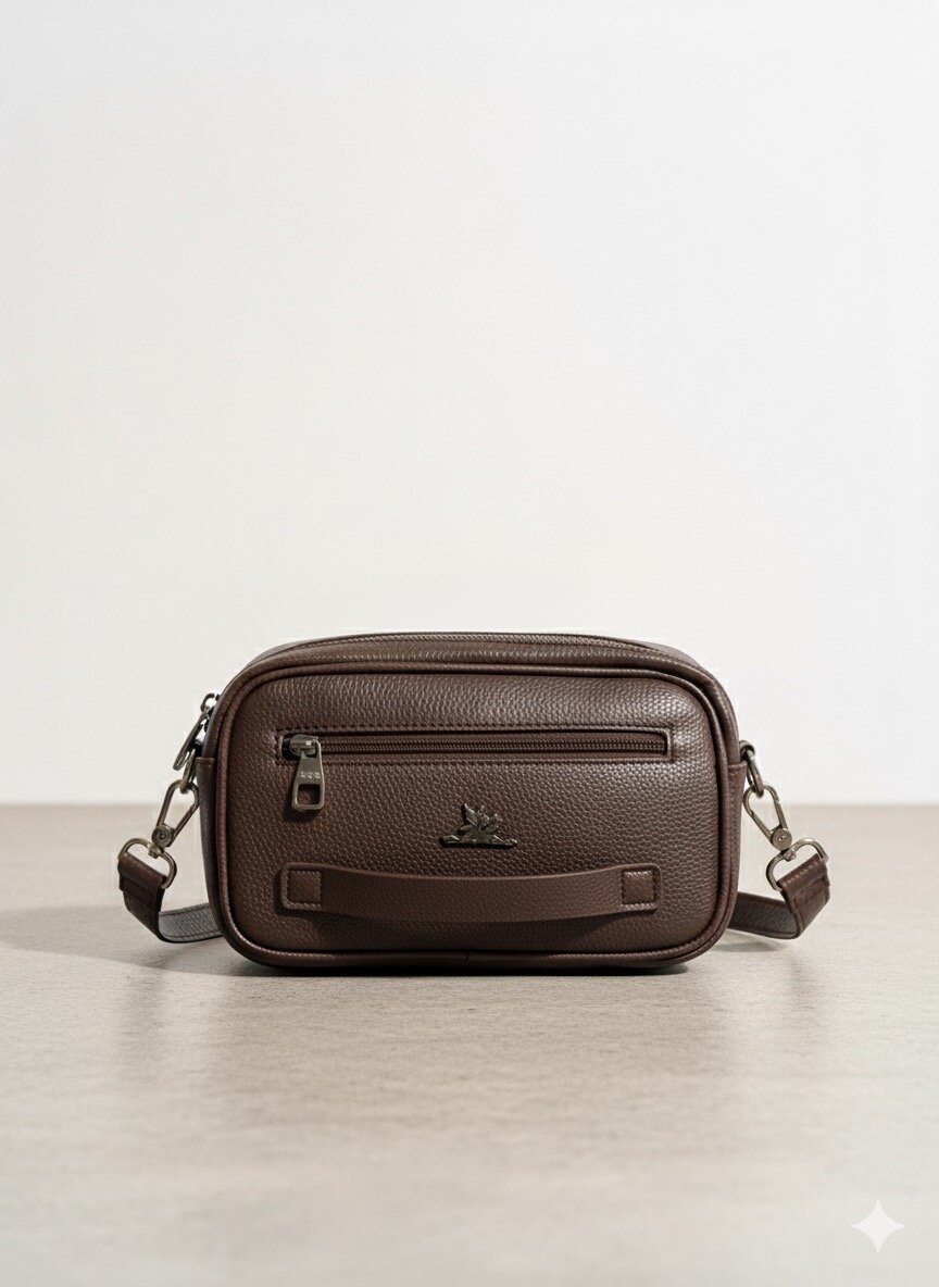 Sacoche 2 en 1 en cuir marron