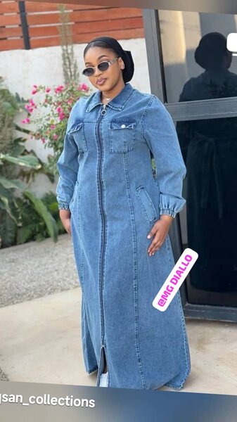 Longue robe en jean pour femme