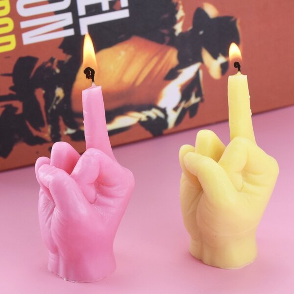 Middle finger sign candle mould
