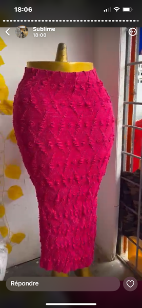 Jupe crayon texturée rose