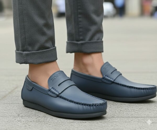 Chaussures Mocassins Homme en Cuir Gris