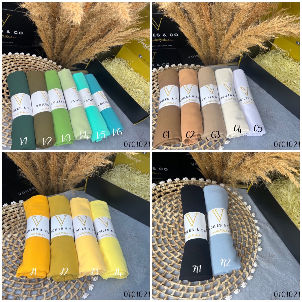 Lot de 3 voiles en crêpe