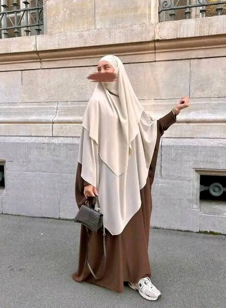 Élégante Abaya Beige et Marron