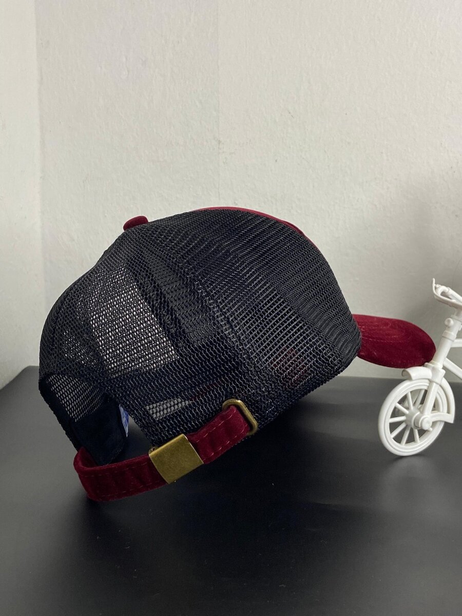 Suede Maroon and Black New York Met Headwear