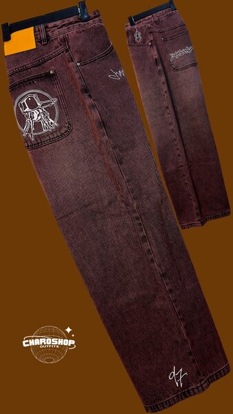 Pantalon en jean brodé homme