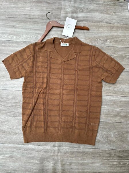 Polo en maille marron homme