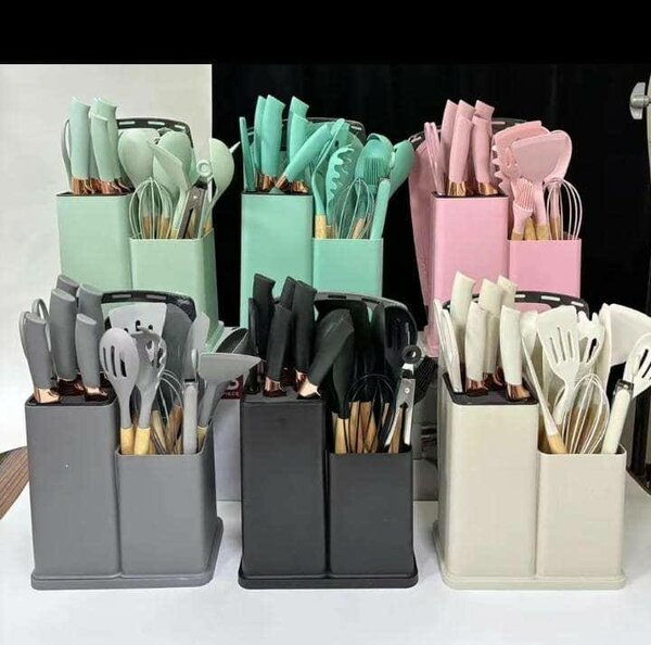 Wooden handle set Silicone Kitchenware