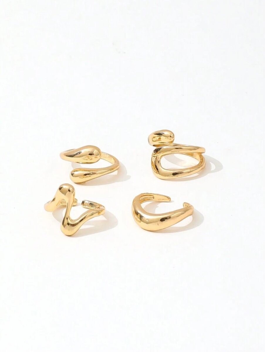 Lot de 4 bagues dorées, femme