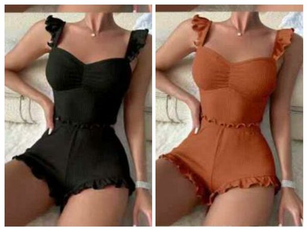 Combi-short côtelé femme