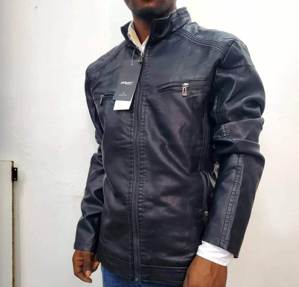  leather coat Dark Blue