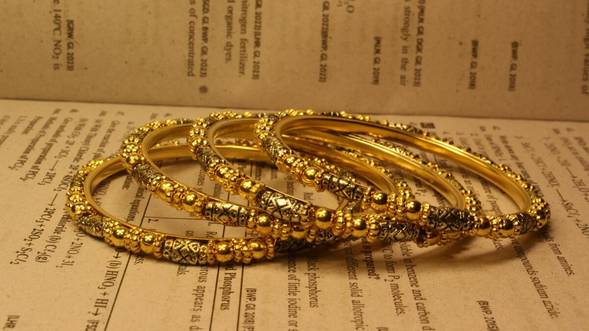 Unique Antique Golden Pearls Design Bangles