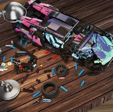 Voiture Cyberpunk en Briques