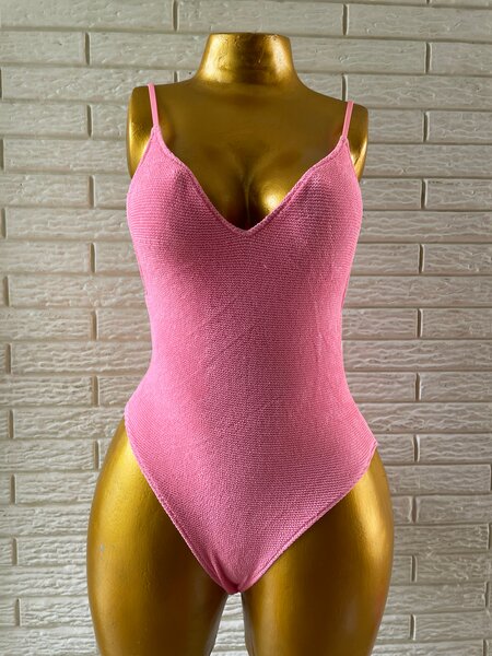 Body en maille rose pour femme