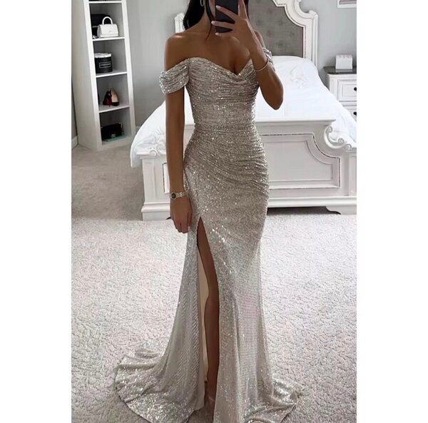 Robe de soirée longue à paillettes