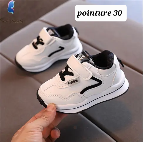 Chaussure blanche enfants ligne bleu ou noir