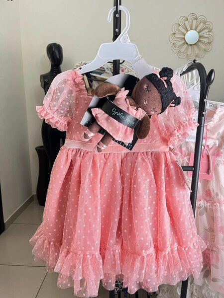 Robe à pois rose fille 4-5 Ans