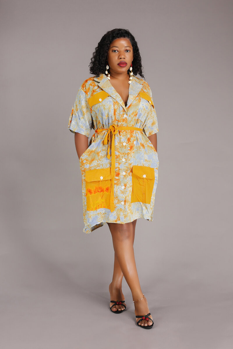 Robe chemise à motifs colorés