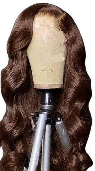 Perruque marron ondulée