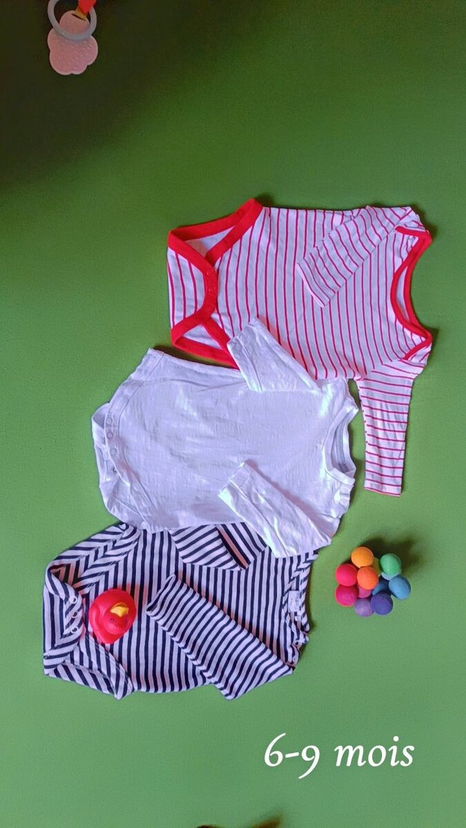 Body bébé 6-9 mois rayé