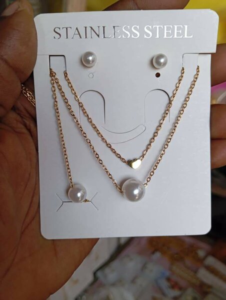 Parure en acier inoxydable perles