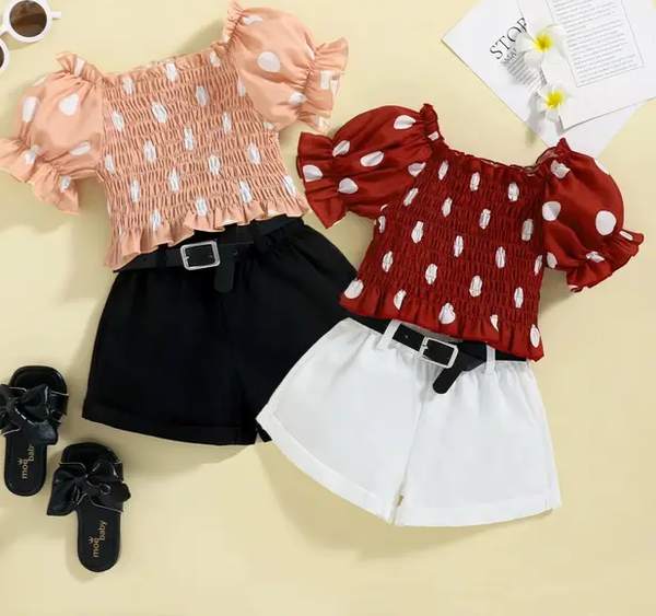 Ensemble petite fille rouge blanc