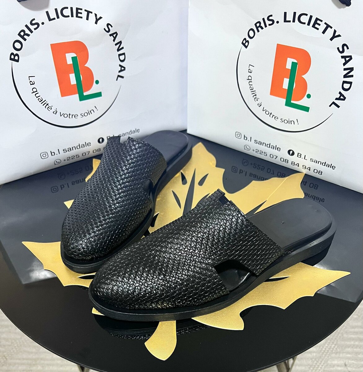 Sandales en cuir tressé