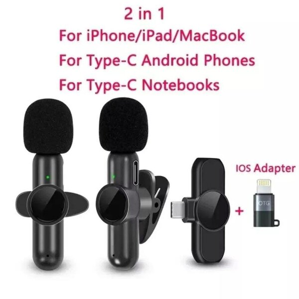 2in1 Android & iPhone lapel microphone