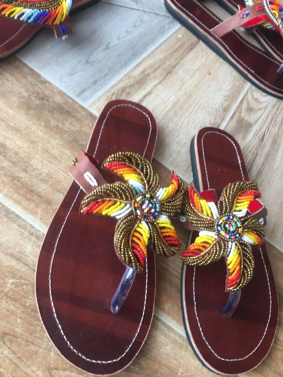 Beadede  wedge slippers