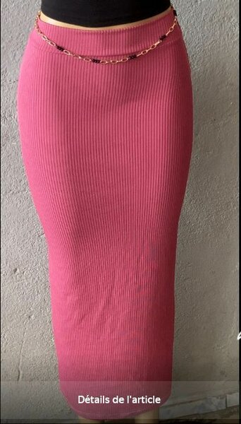 Jupe longue côtelée rose
