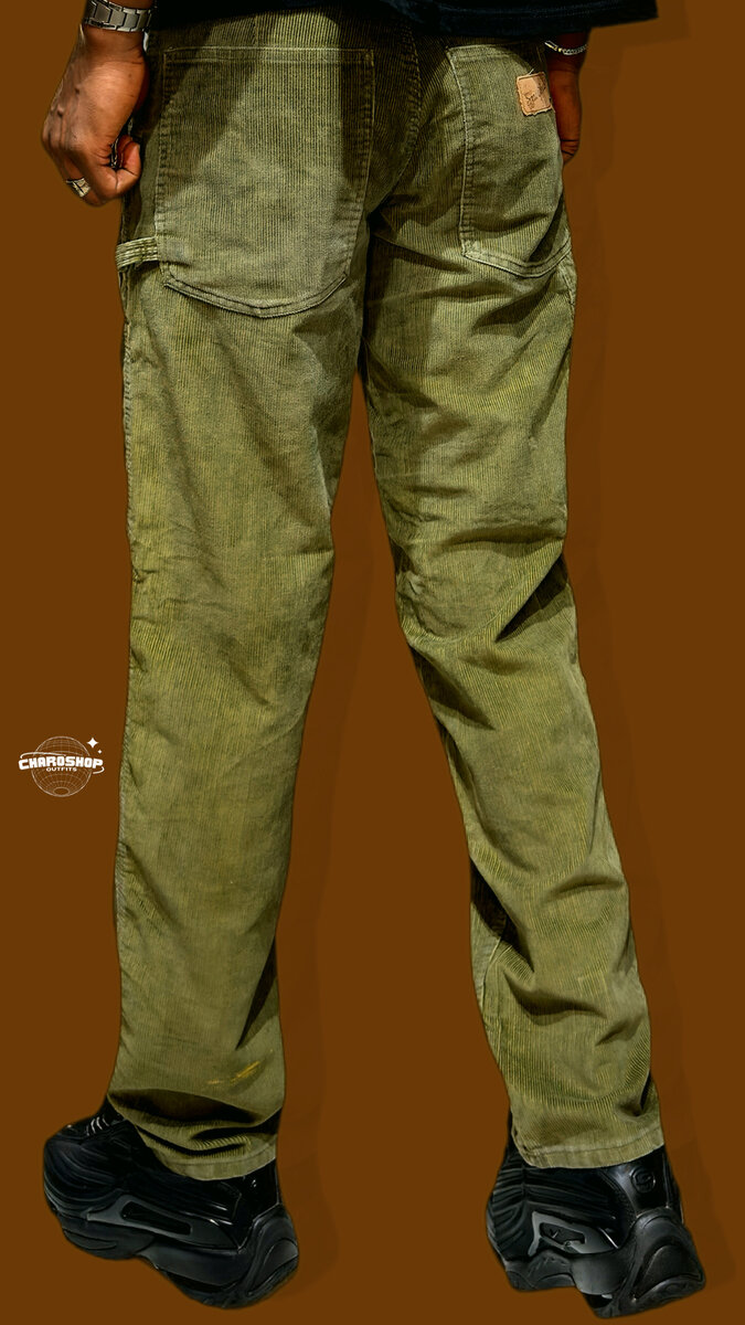 Pantalon cargo en velours vert