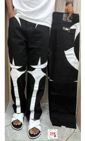 Jeans homme cargo large décontracté