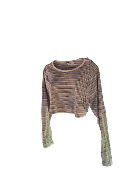 Striped Cropped Long Sleeve Top