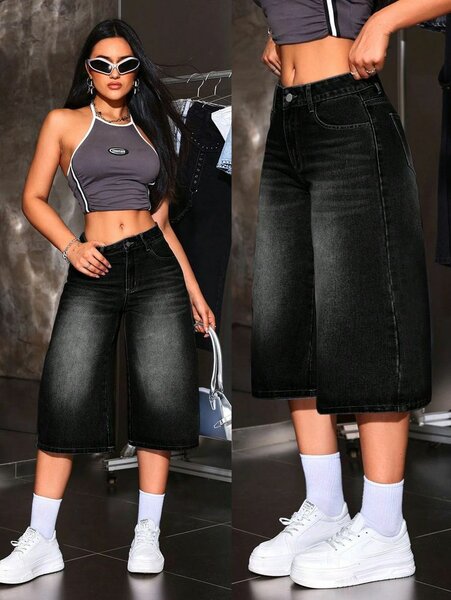 Jupe en jeans noir femme