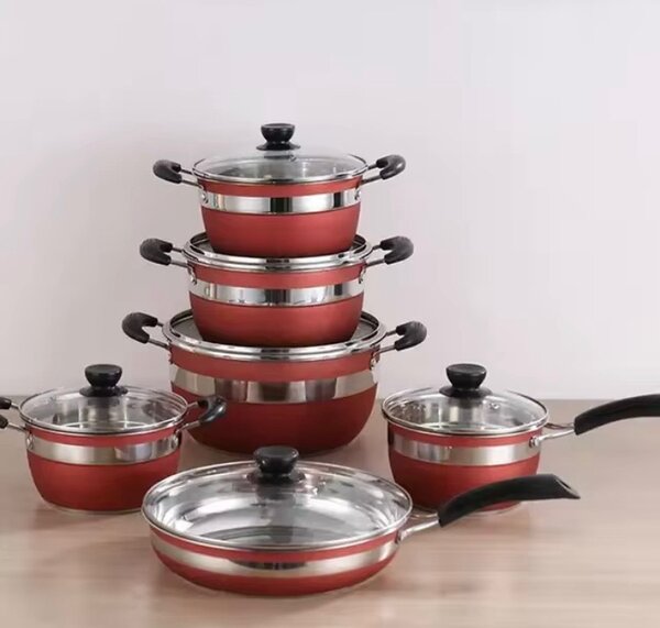 Double bottom aluminum cookware - 6 pieces
