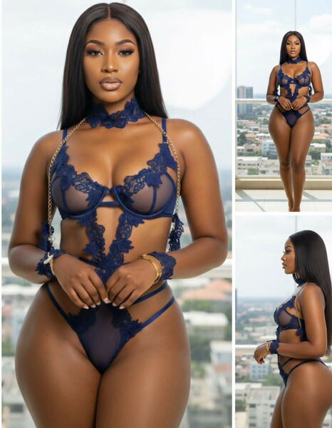 Ensemble lingerie bleu marine sexy