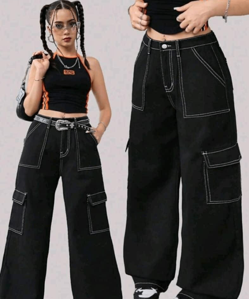 Pantalon cargo noir pour femmes