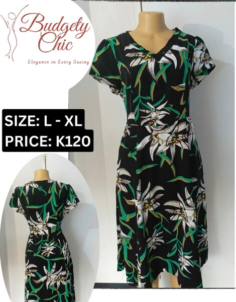 Chic women's dress color creen size: l-xl