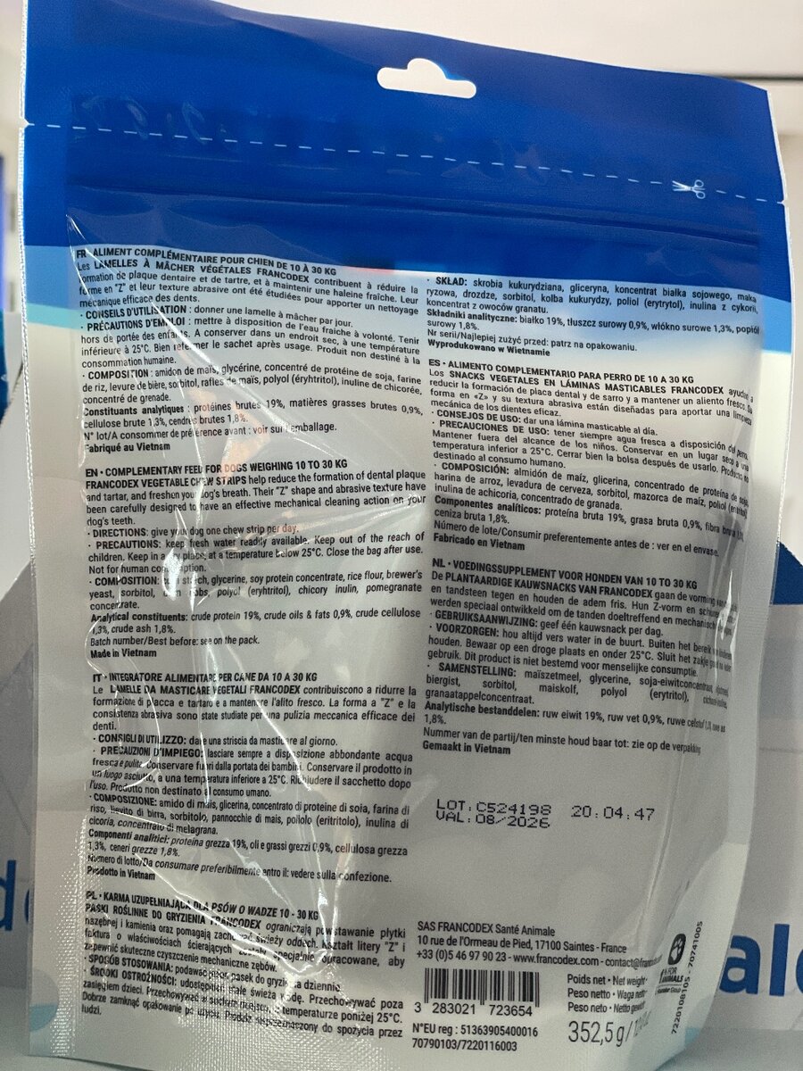 Lamelles à mâcher dentaires