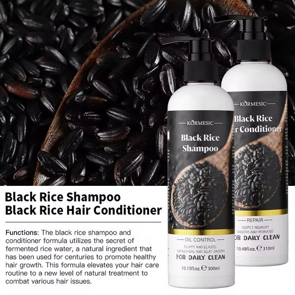 Shampoo et Spray à Riz Noir