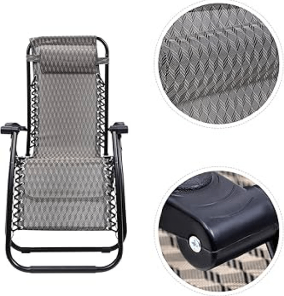 Chaise longue pliable inclinable  et respirante ave coussin