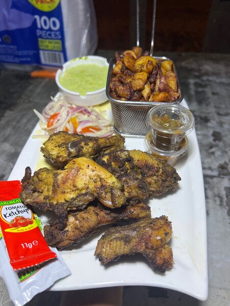 Poulet braisé + Alloco