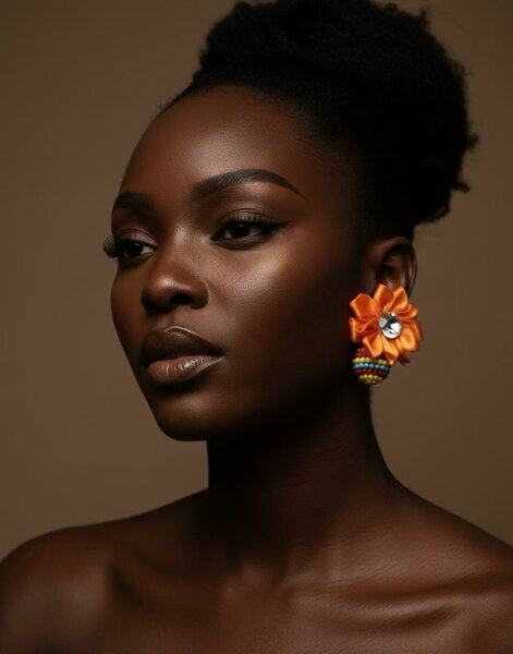 Boucles d'oreilles fleurs orange