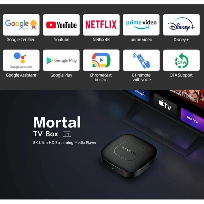 Boîtier TV Mortal T1 8K