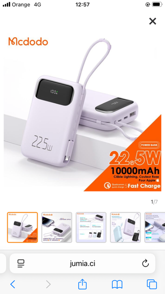 Chargeur Portable 10000mAh 22.5W