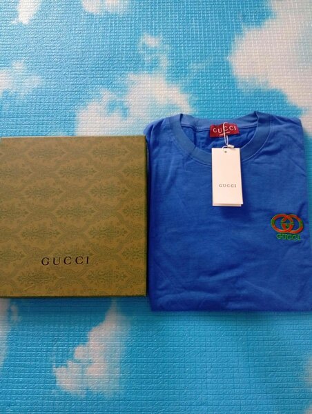 T-shirt bleu Gucci homme