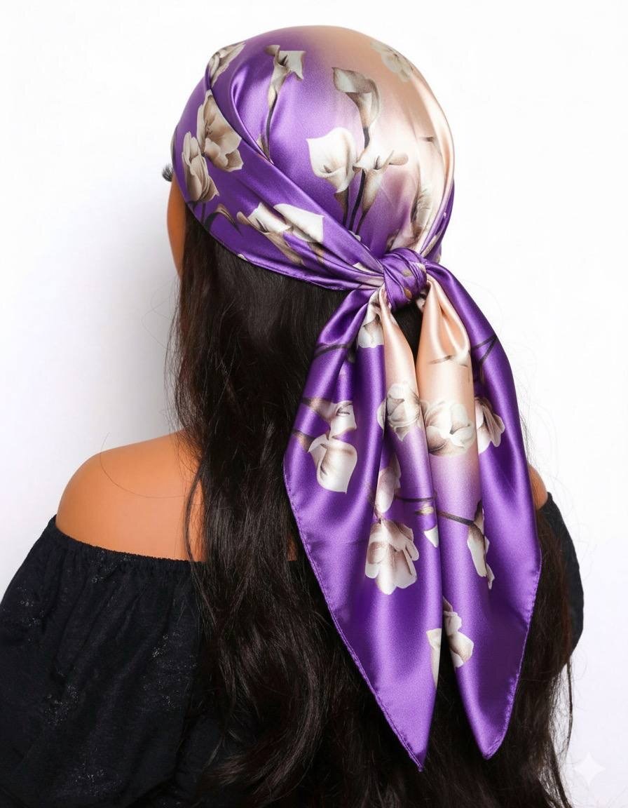 Foulard en satin fleuri