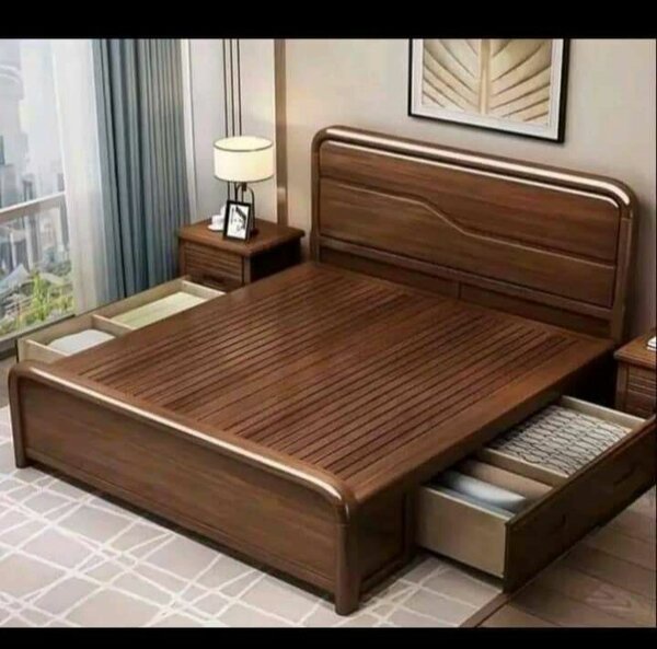 Lit en bois avec rangement