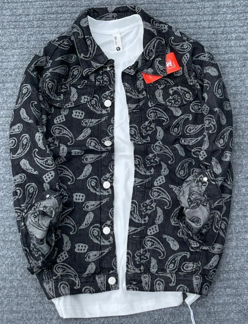 Veste en jean imprimée